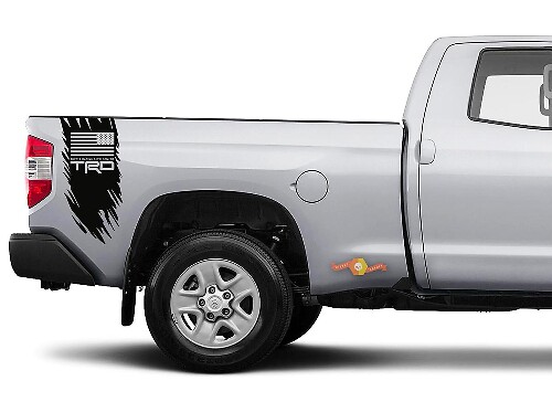 Autocollant Vinyle Style Usé Drapeau TRD USA pour Flanc de Caisse Toyota Tundra