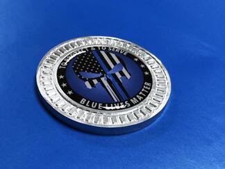 Badge 3D Punisher ligne bleue, emblème latéral de lit en métal et aluminium pour Jeep Wrangler JL JK YJ TJ
