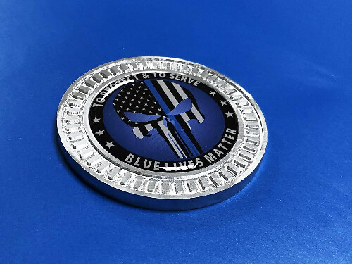 Écusson emblème 3D en aluminium Punisher Blue Line pour Jeep Wrangler