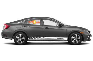Autocollants en vinyle à rayures de bas de caisse de course pour Honda Civic Sport
