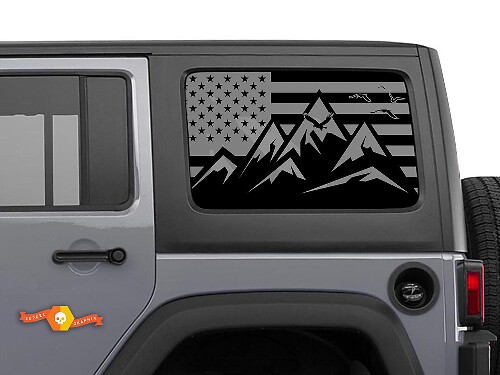 Autocollant Vinyle Pare-brise Drapeau USA Montagnes Pour Jeep Toyota Dodge Camions