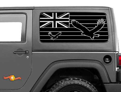 Autocollant Vinyle Drapeau Aigles de la Baie d'Hawaï pour Fenêtre Latérale Jeep Wrangler 2007-2019
