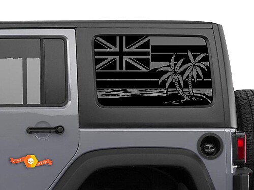 Autocollant Pare-brise Drapeau Hawaii Palmier Pour Jeep Wrangler Rubicon Hardtop JKU JLU 2007-2019 ou Tacoma 4Runner Tundra Charger Challenger