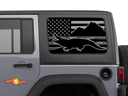 Autocollant de fenêtre à toit rigide pour Jeep Wrangler Rubicon, drapeau des États-Unis, Alligator
