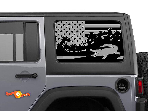 Alligator drapeau américain Hardtop fenêtre latérale décalcomanie pour Tacoma 4Runner Tundra Suba Jeep Wrangler

