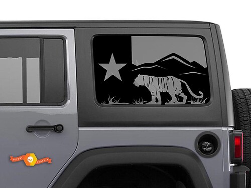 Jeep Wrangler Rubicon Hardtop Texas Flag Forest Tiger Mountains Autocollant de pare-brise JKU JLU 2007-2019 ou Tacoma 4Runner Tundra Suba Charger Challenger - 62
