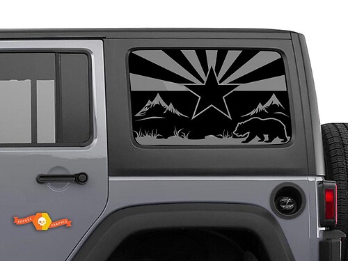 Autocollant ours et étoile de Californie pour la conception de la fenêtre arrière du Jeep Wrangler
