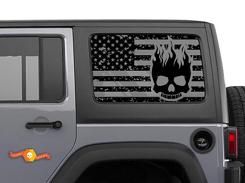 Autocollant Hardtop Crane de Flamme Drapeau USA pour Pare-brise Jeep Wrangler Rubicon JKU JLU 2007-2019 ou Tacoma 4Runner Tundra Charger Challenger