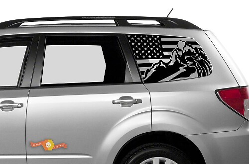 Suba Ascent Forester Hardtop USA Flag Forest Mountains Autocollant de pare-brise JKU JLU 2007-2019 ou Tacoma 4Runner Tundra Dodge Challenger Charger Wrangler Rubicon - 83

