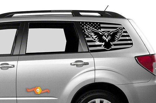 Autocollant aigle drapeau américain pour fenêtre arrière Suba Forester | Conception patriotique
