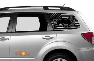 Autocollant de fenêtre latérale arrière, drapeau américain Lion pour toute voiture
