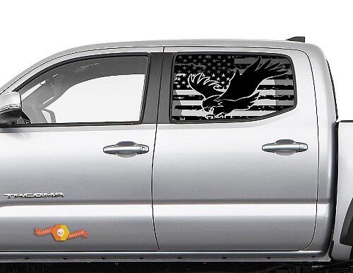 Toyota Tacoma 4Runner Tundra Hardtop USA Flag Forest Eagle Autocollant de pare-brise JKU JLU 2007-2019 ou Dodge Challenger Charger Suba Ascent Forester Wrangler Rubicon - 114
