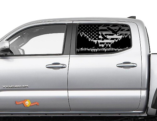 Toyota Tacoma 4Runner Tundra Hardtop USA Flag Mountain Eagle Autocollant de pare-brise JKU JLU 2007-2019 ou Dodge Challenger Charger Suba Ascent Forester Wrangler Rubicon - 119
