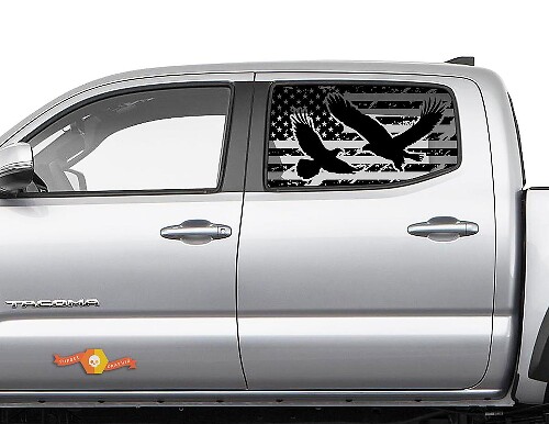 Toyota Tacoma 4Runner Tundra Hardtop USA Flag Eagle Autocollant de pare-brise JKU JLU 2007-2019 ou Dodge Challenger Charger Suba Ascent Forester Wrangler Rubicon - 121

