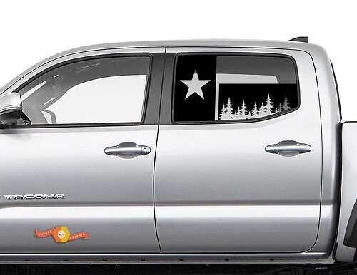 Autocollant en vinyle paysage forêt drapeau du Texas pour fenêtre latérale Toyota Tacoma