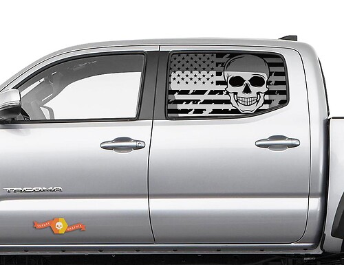 Autocollants de fenêtre latérale de crâne de drapeau américain pour Toyota Tacoma 4Runner Tundra
