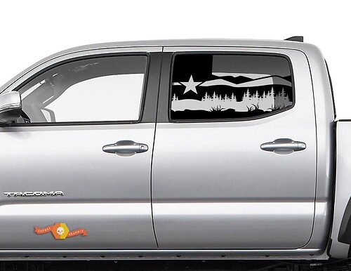 Toyota Tacoma 4Runner Tundra Hardtop Drapeau Texas Forest Fields Eagle Autocollant de fenêtre latérale

