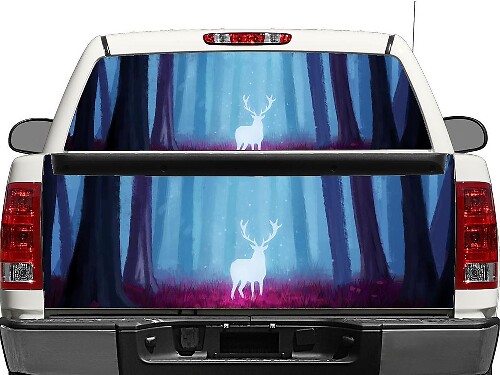 Cerf orignal dans la forêt violette automne fenêtre arrière OU hayon autocollant autocollant camionnette SUV voiture
