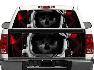 Crâne cosmonaute lunette arrière ou hayon autocollant autocollant camionnette SUV voiture
