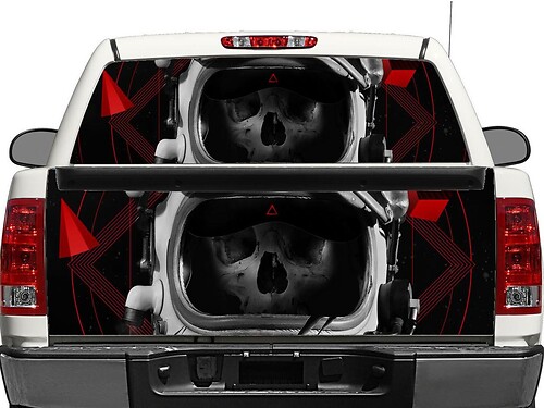 Autocollant Vinyle de Crâne Cosmonaute pour Lunette Arrière ou Hayon de Pick-up et SUV