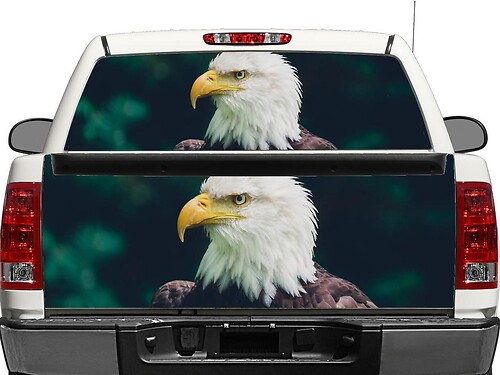 Autocollant en vinyle Aigle chauve américain pour lunette arrière ou hayon de pick-up et SUV