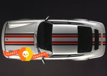 Porsche 911 Deux Tons Classique Capot Toit Arrière Bandes Autocollant Sticker
 2