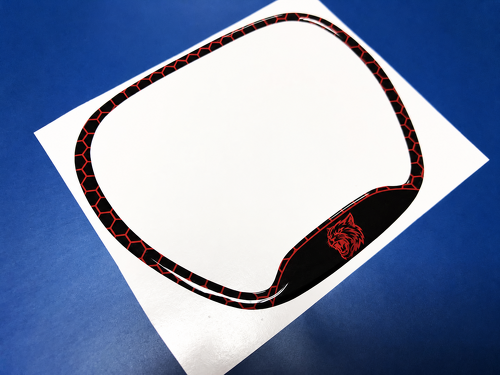 Hellcat Style Red Honeycomb Custom Cat Domed Trim Ring — Autocollant vinyle (volant) pour Dodge