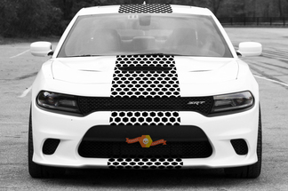 2015 et plus Dodge Challenger SRT / HELLCAT Style Solid Strip Honeycomb Rally Stripe Kit de décalcomanies
