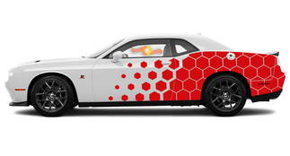 2015 et plus Dodge Challenger SRT / HELLCAT Side Honeycomb Rally Splash Kit de décalcomanies
