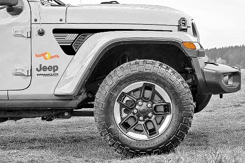 Paire de Jeep Gladiator Side JT Wrangler JL JLU Gravity Flag USA Style Extended Fender Vent Blackout Vinyl sticker sticker Kit graphique pour 2018-2021 pour les deux côtés
