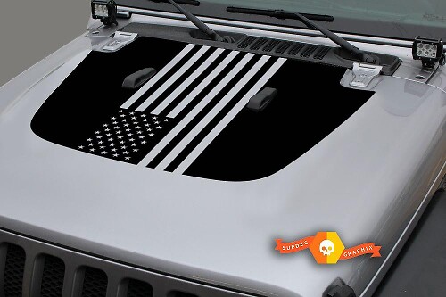 Autocollant vinyle drapeau USA pour capot Jeep Gladiator JT et Wrangler JL JLU