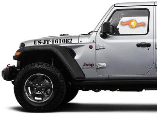 Paire de Jeep Gladiator Side JT Wrangler JL JLU Custom Text Hood Lettrage Graphics Vinyl sticker sticker Graphics kit for 2018-2021
