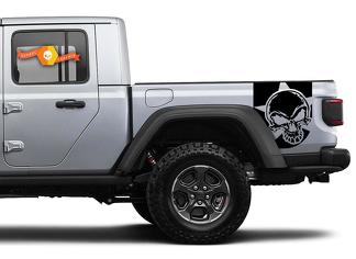Paire de rayures de porte latérale Jeep Gladiator Skull Star Stickers Vinyl Graphics Stripe kit pour 2020-2021 pour les deux côtés
