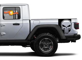 Paire de Jeep Gladiator Side Door Stripes Star Punisher Stickers Vinyl Graphics Stripe kit pour 2020-2021 pour les deux côtés
