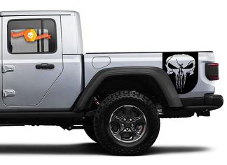 Paire de Jeep Gladiator Side Door Stripes Star Punisher Skull Stickers Vinyl Graphics Stripe kit pour 2020-2021 pour les deux côtés
