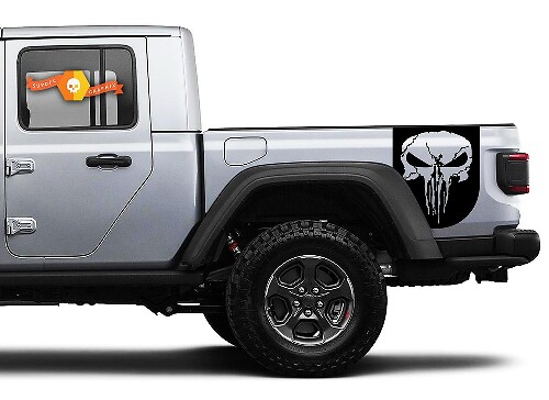 Kit d'autocollants vinyle Punisher Skull arrière latéral pour Jeep Gladiator
