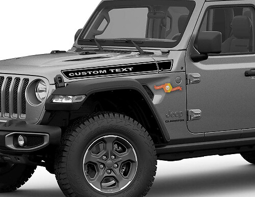 Paire de Jeep Gladiator Side JT Wrangler JL JLU Texte personnalisé Hood Boundary Line Strip Graphics Autocollant en vinyle Kit graphique pour 2018-2021
