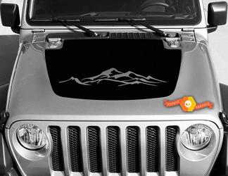 Jeep Gladiator JT Wrangler JL JLU Hood Mountains style Autocollant en vinyle Kit graphique pour 2018-2021
