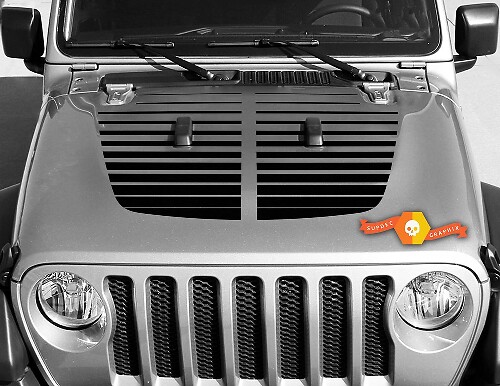 Jeep Gladiator JT Wrangler lines Split JL JLU Hood style Autocollant en vinyle Kit graphique pour 2018-2021
