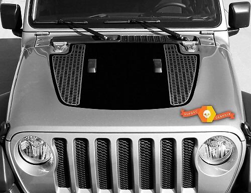 Autocollant en vinyle noir à motifs double nid d'abeilles pour capot Jeep Gladiator & Wrangler