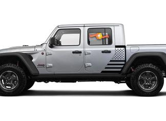 Jeep Gladiator côté drapeau USA décalcomanie vinyle autocollant usine Style corps vinyle graphique rayures Kit 2018-2021
