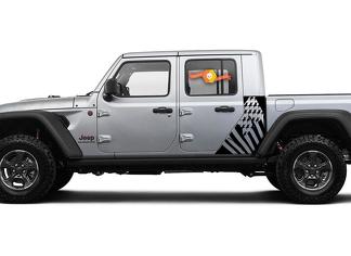 Jeep Gladiator côté drapeau USA détruit décalcomanie vinyle autocollant usine Style corps vinyle graphique rayures Kit 2018-2021
