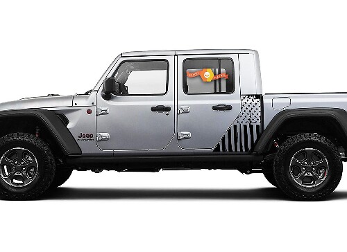 Drapeau Latéral USA Militaire Corps Endommagé Kit de Graphiques Vinyle Bandes Autocollant 2 pour Jeep Gladiator