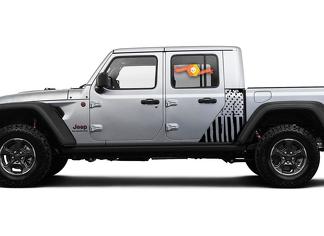 Jeep Gladiator côté drapeau USA montagnes forêt autocollant vinyle autocollant usine Style corps vinyle graphique rayures Kit 2018-2021
