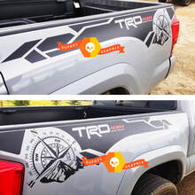 Paire de TRD 4x4 hors route boussole montagnes édition lit côté vinyle autocollants graphiques kit d'autocollants pour Toyota Tacoma toutes les années
 3