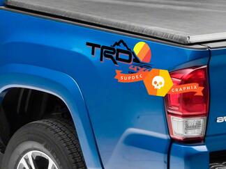 Paire de TRD 4x4 Off Road Mountains Line Vintage Old Style Sunset Line Style Bed Side Vinyl Stickers Decal Toyota Tacoma Tundra FJ Cruiser
