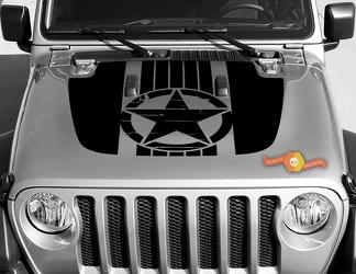 Jeep Gladiator JT Wrangler Military War Star JL JLU Hood style Autocollant en vinyle Kit graphique pour 2018-2021
