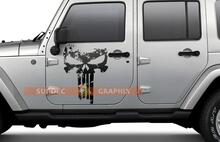 Paire d'autocollants en vinyle PUNISHER Skull Distressed Door pour Jeep Wrangler
 2