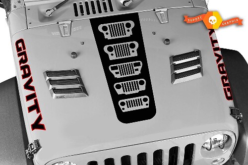 Kit d'autocollants capot et latéraux Gravity Grille Evolution pour Jeep Wrangler et Gladiator