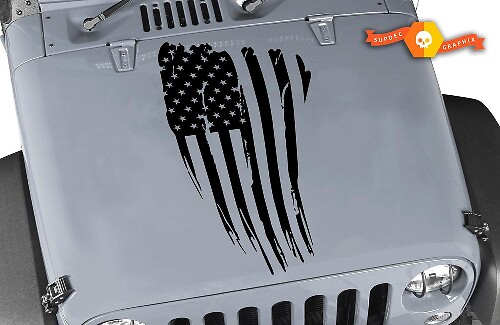 Autocollant en vinyle de capot avec drapeau américain détruit pour Jeep Wrangler